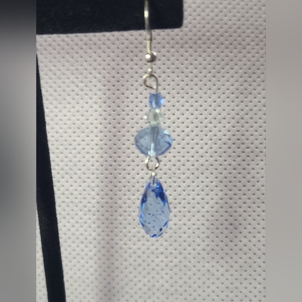 Blue Swarovski Briolette Crystal Dangle Earrings